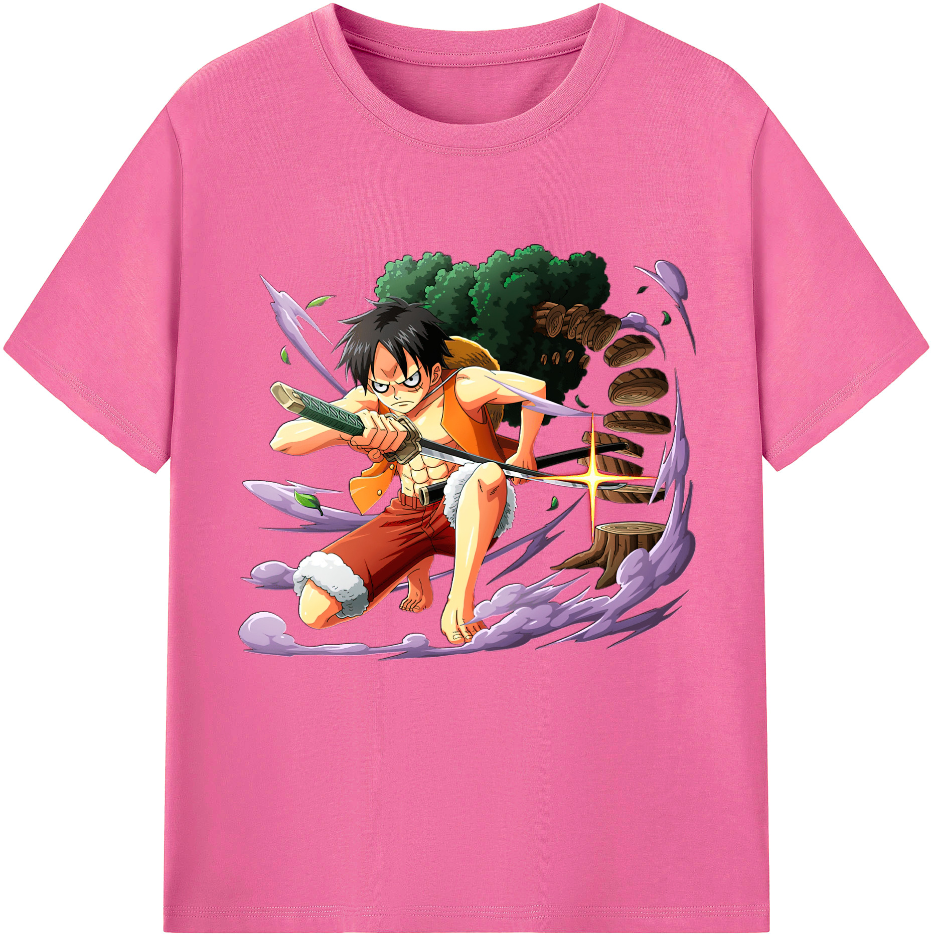 ワンピース モンキー・D・ルフィ ONE PIECE Monkey D. Luffy レディースカジュアルプリントTシャツ（綿100％）